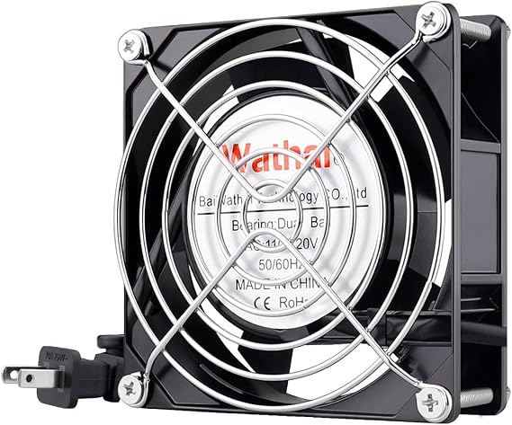 Wathai AC Muffin Axial Fan 110V 120V 92mm 90mm x 25mm Dual Ball Metal | for DIY Ventilation Exhaust Projects Cooling