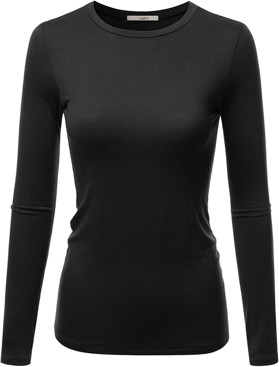 LALABEE Women's Casual Long Sleeve Crewneck Stretch Slim Fit Basic Top T-Shirt