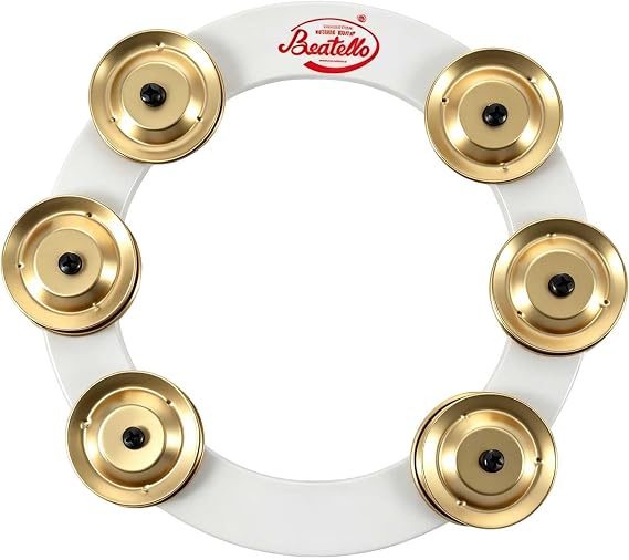 Ching Ring Cowbell Tambourine - Double Row Quenched Jingles for Drum Set, Hi-Hat Cymbal Bell Attachment with Explosive Cut, 7 Colors