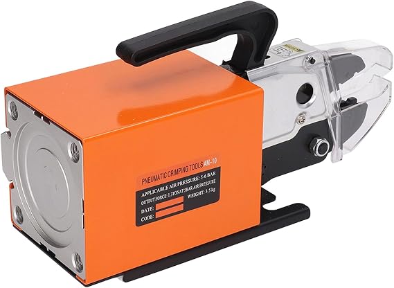 Marhynchus Pneumatic Crimper Tool for 16mm2 Wire Terminal - Air Powered Crimping Tool with 4 Die Sets, Foot Switch & Hose for Industrial Electrical Wiring