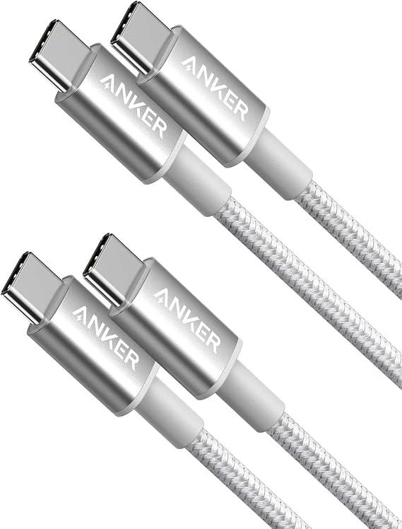 Anker USB C to USB C Charger Cable, 60W (3A) New Nylon (3ft/0.9m 2-Pack)