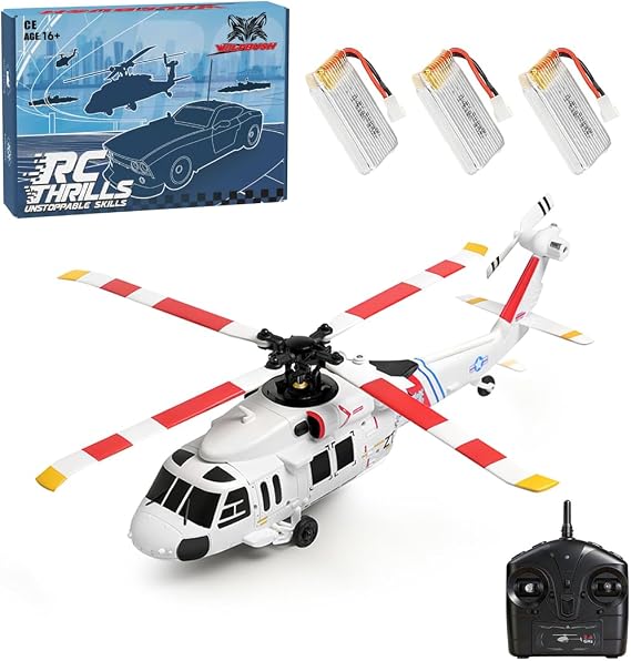 RC Helicopter, WL K270 UH-60L 2.4G 4CH 170-Class 4-Rotor Flybarless Aircraft Model with Altitude Hold & Left/Right Hand Throttle Adjustment, Indoor and Outdoor Gift (Optical Flow RTF)