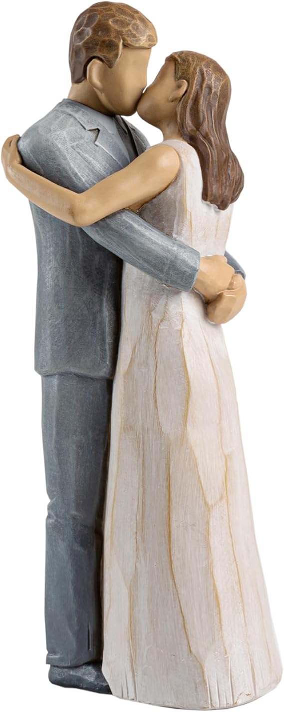 Wedding Couple Figurines, 8 Inches Husband and Wife Figurine Romantic Valentines Day Gift for Him Her Wedding Gift for Newlyweds Boyfriend Girlfriend Bride Bridegroom Hand Painted Resin