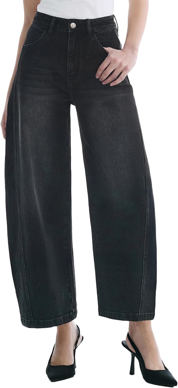 Barrel Jeans for Women Baggy High Waisted Wide Leg Jeans Strechy Y2K Comfort Ankle Denim Pants