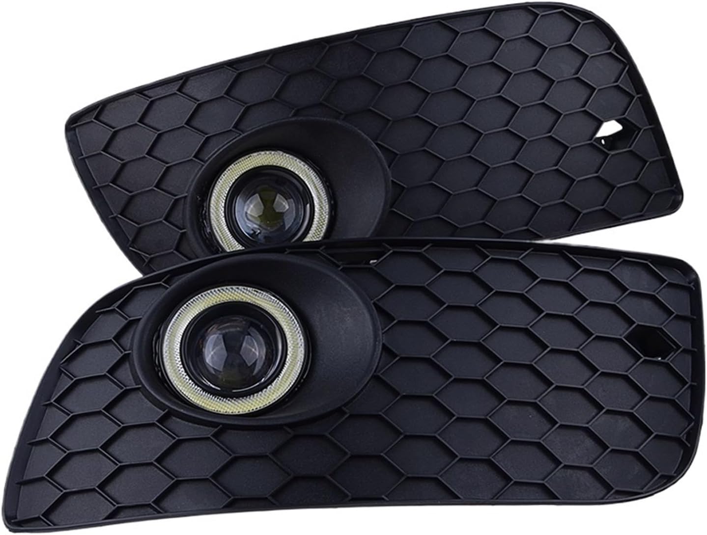 Pair Rhyming Front Bumper Car Fog Light Grill Assembly Angel Eyes Lamp Compatible For VW Golf Jetta MK5 2006-2009