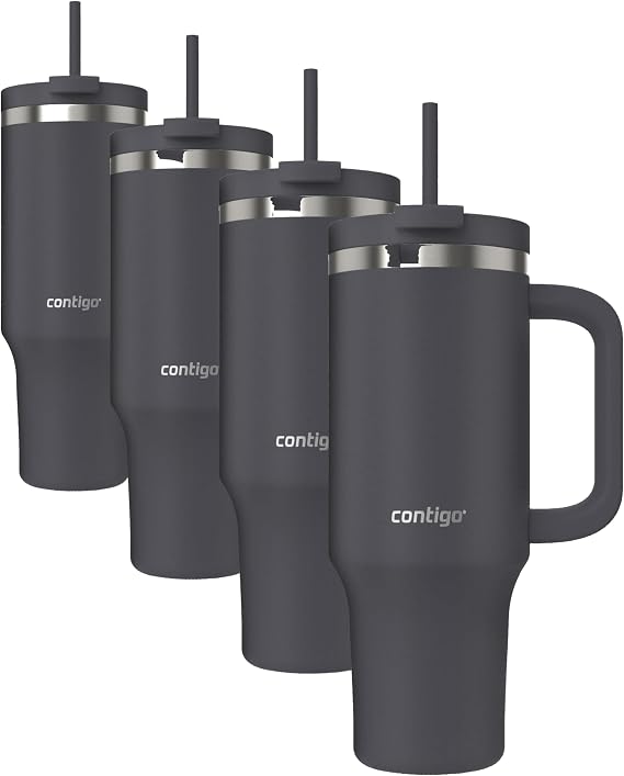 Contigo Streeterville 40oz Tumbler, Stainless Steel Vacuum Insulated, Leak-Proof, Cold for 29 Hours, Darkstone (Pack of 4)