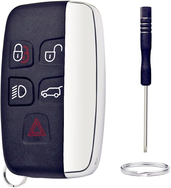 Key Fob Shell Replacement for Range Rover Evouge Discovery Sport Velar Land Rover LR2 LR4 Jaguar XF XJ XJL XE F-Type F-PACE 2012-2019 5 Button Car Keyless Entry Remote Key Fob Case Cover (LR-B)