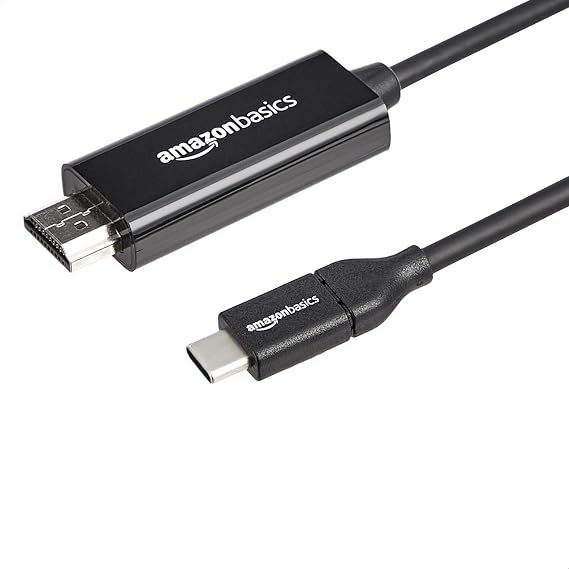 Amazon Basics USB-C to HDMI Cable Adapter (Thunderbolt 3 Compatible) 4K@30Hz - 1-Foot, Black