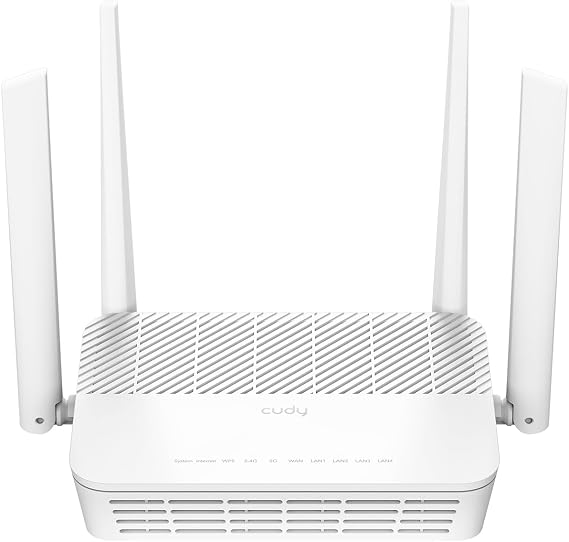 Cudy WR3000S AX3000 Dual-Band WiFi 6 Mesh-Router 5 Gigabit Ethernet RJ45-Anschlüsse 4 Hochgewinn-5dBi-Antennen MU-MIMO OpenVPN Wireguard Zerotier IPsec VPN Cloud-APP