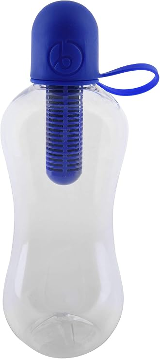 Bobble Classic Water Bottle, Filtered Water, BPA-Free Reusable Bottle, Soft Touch Carry Cap with Replaceable Carbon Filter for Sustainable Water and Hydration 18.5 oz (Navy Blue)
