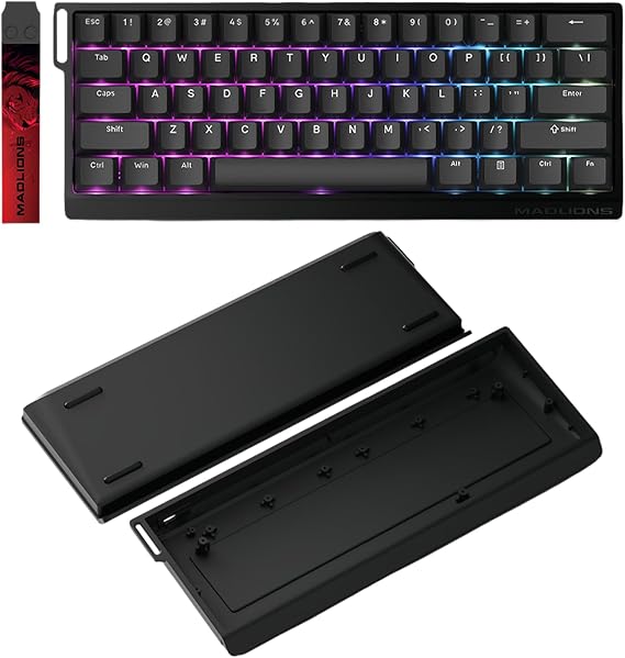 MADLIONS MAD 60 HE Rapid Trigger RGB Gaming Keyboard with H60 Aluminum Keyboard Case (Black)