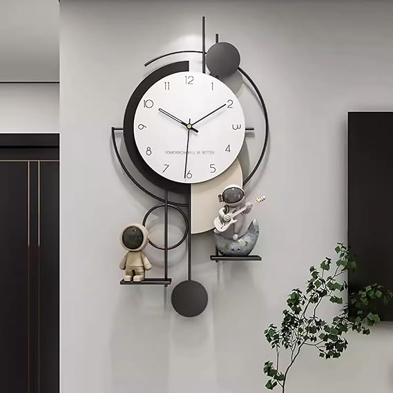 Large Wall Clock, Modern Decorative Art Wall Clock with Battery Operated Non Ticking Silent Metal Big Wall Clocks for Living Room Bedroom Decor 31.5 Inch/80cm