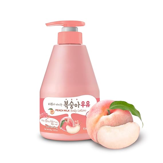 WELCOS KWAILNARA Peach Milk Body Lotion (19.75 Fl Oz) Korean Body Lotion for Smooth & Soft Skin | Milk Protein, Royal Jelly, Peach Extract for Radiant Skin | Paraben-Free & Non-Greasy