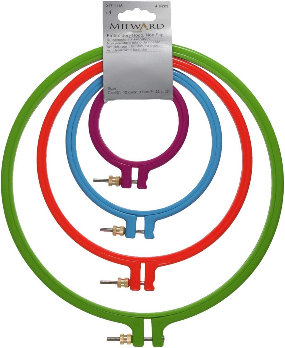 MILWARDS 2171118 Embroidery Hoop Set, Assorted, 7cm12cm17cm22cm