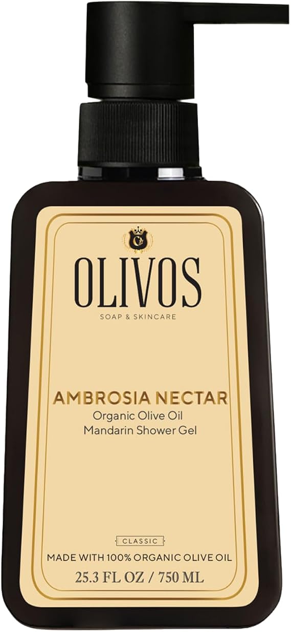 Olivos Doğal Zeytinyağlı Duş Jeli - Canlandırıcı Mandalina Kokusu, Nemlendirici ve Besleyici, Hassas Ciltler İçin İdeal, 750ml | Yoğun Nemlendirme ve Pürüzsüz Cilt (1X750 ML, Mandalina)