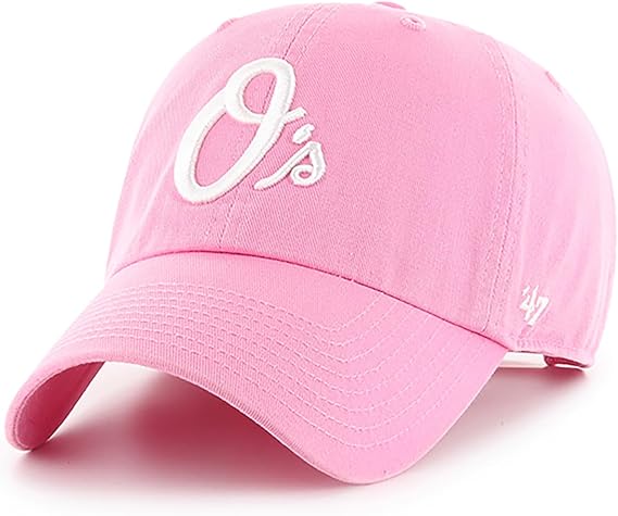 47 Brand MLB Rose Pink Primary Logo Clean Up Adjustable Baseball Cap Hat, Adult One Size Fits All