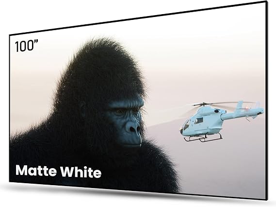 AWOL VISION 100 Inch Fixed Projector Screen with Thin Frame for Home Cinema Projection Support 4K/8K HDR & Active 3D 16:9 Format Screen Projector for Home Cinema and Office Presentations