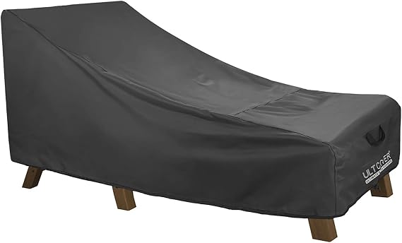 ULTCOVER Waterproof Outdoor Chaise Lounge Cover 64L x 28W x 30H in, Black | Waterproof 600D Polyester, Heavy Duty, UV Resistant, Fits Patio Pool Lounge Chair