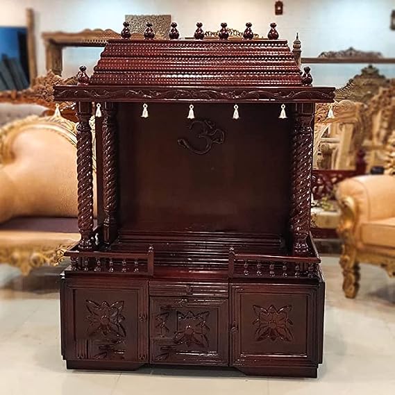 Aakrati Devyom Bell Temple with Gopuram Teak Wood Wooden Temple/Pooja Mandir/Mandapam/Home Temple/Wooden Temple/Home Temple/Pooja Mandir/Temple for Home/Office Temple