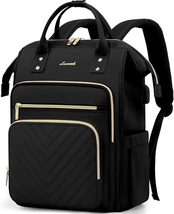 LOVEVOOK Laptop Backpack Womens, 17 inch Laptop Rucksack Bag for Women, Large Ladies Backpacks Waterproof School Bags with USB Port, Fashion Daypacks for Uni College Work Travel, Black