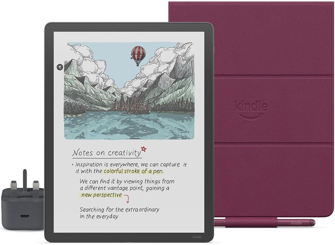 New Amazon Kindle Scribe Colorsoft 32 GB (Graphite) + Premium Pen + Premium Leather Cover (Fig) + USB-C Charger