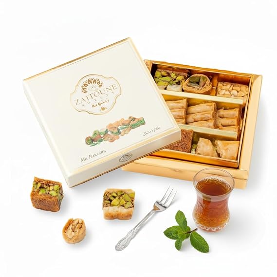 Zaitoune Mixed Baklava Gift Box 100g | Handmade Turkish Baklava with Pistachio & Cashew | Authentic Mediterranean Honey Pastry | Premium Arabic Dessert for Ramadan, Eid & Gifting
