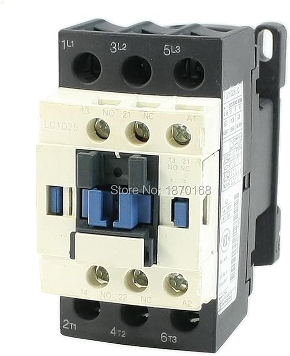 Contactor LC1D25 AC 24V AC36V AC48V AC110V AC220V AC380V 110V 50/60 HZ Coil 3 Poles NO NC.DIN Rail Size AC contactor U=380V 25A (Color : Ac48v)