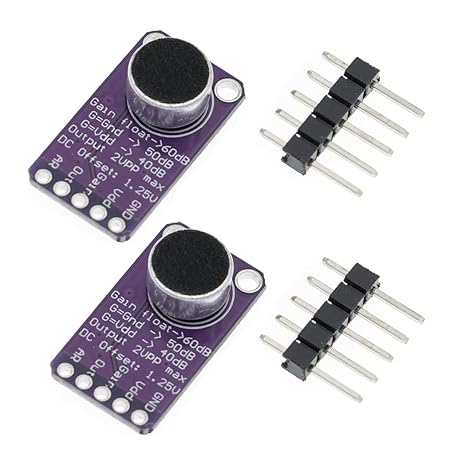 HiLetgo 2pcs MAX9814 Microphone Amplifier Sensor Module AGC Amplifier Board Auto Gain Control VGA Low Noise Microphone Bias