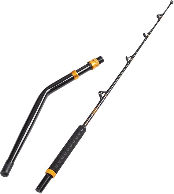 Fiblink Bent Butt Fishing Rod 2-Piece Saltwater Offshore Trolling Rod Big Game Roller Rod Conventional Boat Fishing Pole (Length: 6’)