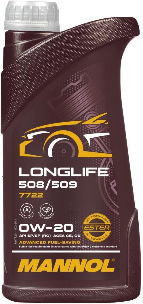 MANNOL 7722 Premium Longlife 508/509 0W-20 Engine Oil for VW Gasoline, 1L