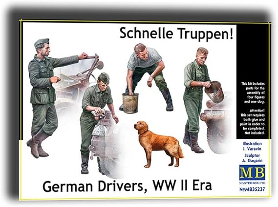Master Box 35237 1/35 Model Kit ofSchnelle Truppen. German Drivers, WW II Era, Grey