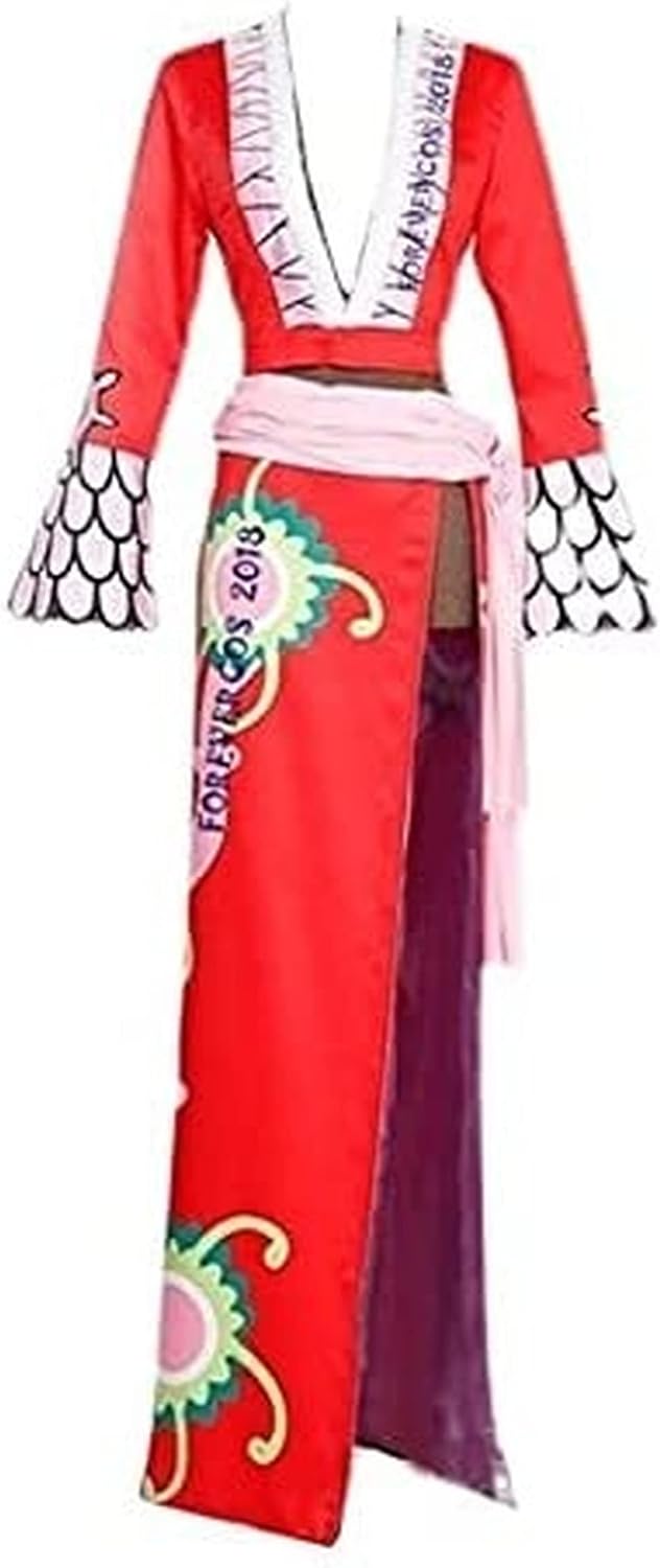 Cos OP Boa Hancock Cosplay Costume Snake Woman Red Cheongsam Halloween Costume Full Set Female XL