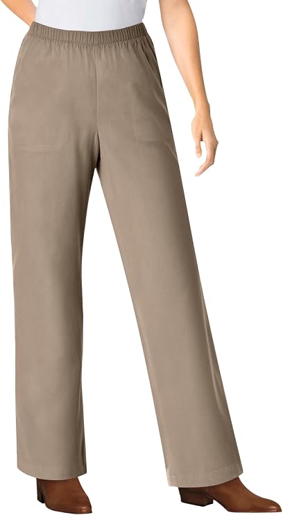 Woman Within Fineline Stretch Denim Wide-Leg Pull-On Jeans