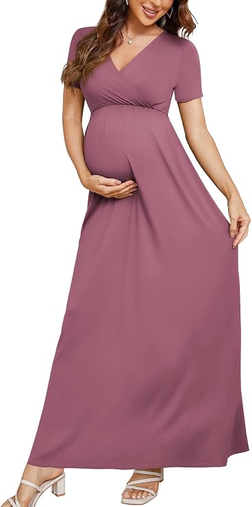 Xpenyo Maternity Maxi Dress Women Casual Wrap Long Baby Shower Pregnancy Dresses