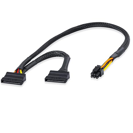 Mini ATX 6-Pin to SATA 15-Pin Conversion Adapter Cable Compatible with CT1250/ECT1205/ECT1250/QCT1250/QCS1250 Cases for SATA HDD/SSD/Optical Drive Expansion 45cm + 15cm