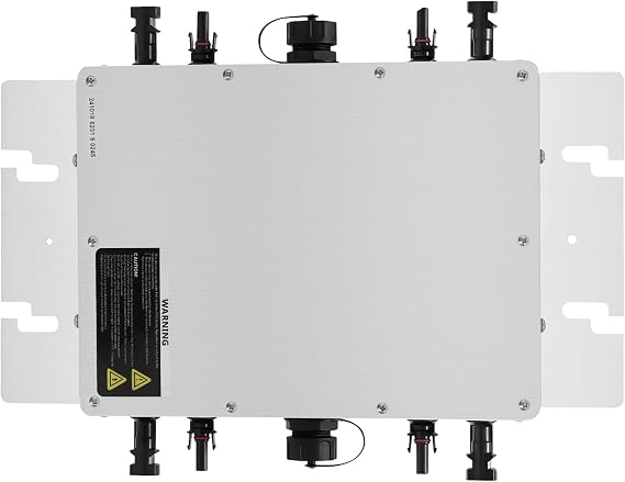 Solar Grid Tie Micro Inverter, 1200W Pure Sine Wave Dc to Ac Solar Micro Inverter Solar & Wind Power Inverters with AC Data Monitoring Display Screen IP65 Waterproof Silver