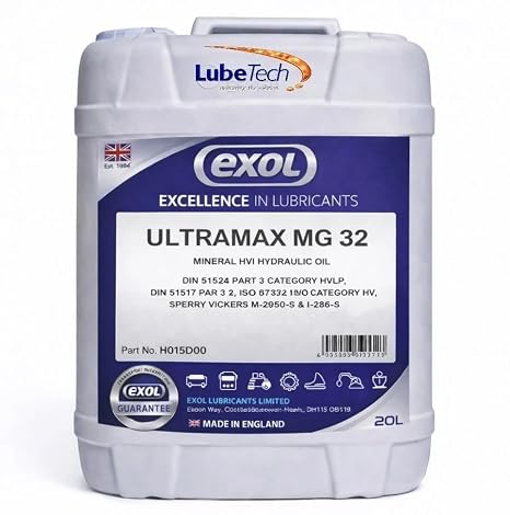 EXOL ULTRAMAX MG 32 HYDRAULIC OIL 20LTR, A HIGH VISCOSITY HVI MULTIGRADE HYDRAULIC OIL MEETING 51524 part 3, category HVLP SPECIFICATION