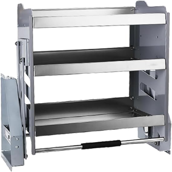 3-Tier Pull Down Cabinet Organizer,Stainless Steel Pull Down Shelf for Kitchen Upper Cabinet,Heavy-Duty Lift Capacity Storage Rack for Spices Dishes Bottles