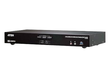 ATEN CS1842 2-Port USB 3.0 4K HDMI Dual Display KVM Switch with Audio and USB Hub Supports UHD 4K 60Hz, Hotkey Switching Multi-Device Control for Desktop Workstation