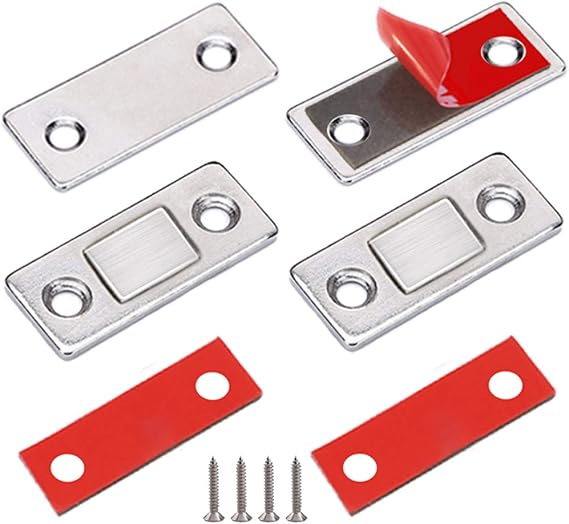 Ultra Thin Cabinet Magnets, Jiayi, Self Adhesive, 2 Pack Thin Magnets to Keep Drawer Closed, Magnetic Latches for Kitchen, Shoe Cabinet, Wardrobe Doors that Won't Stay Closed