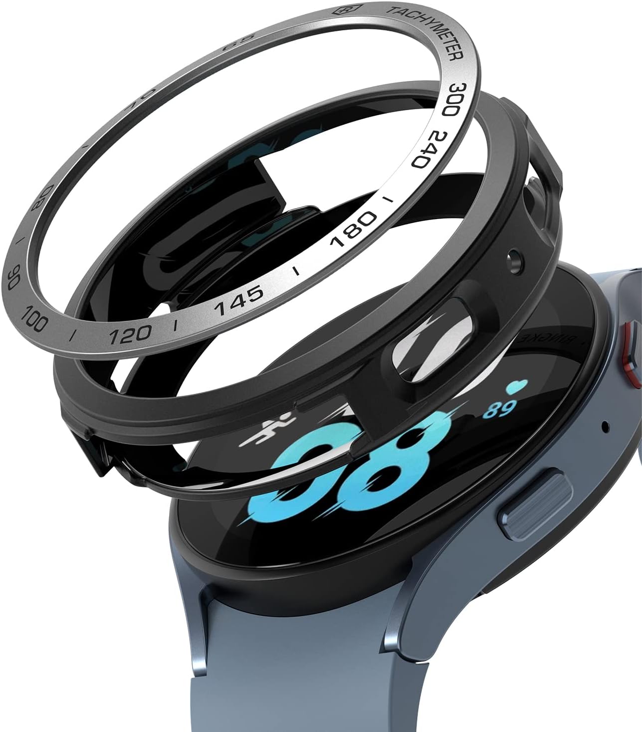 Ringke Air Sports  Bezel Styling [Style & Protection in One] Compatible with Samsung Galaxy Watch 5 44mm Case, Flexible Shockproof TPU Cover with Adhesive Aluminum Frame Ring - Black  10