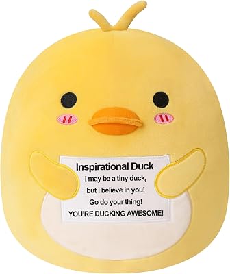 Duck Plush, Cute Duck Stuffed Animal, Positive Plushies Doll Funny Reduce Pressure Toy Cheer Up Gifts for Girls Boys Party Decor 10