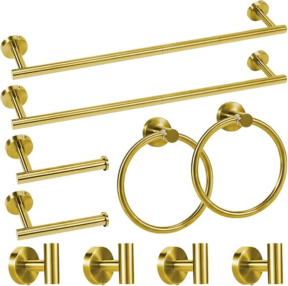 Gold Bathroom Towel Bar Set, 10-Piece Bathroom Accessories