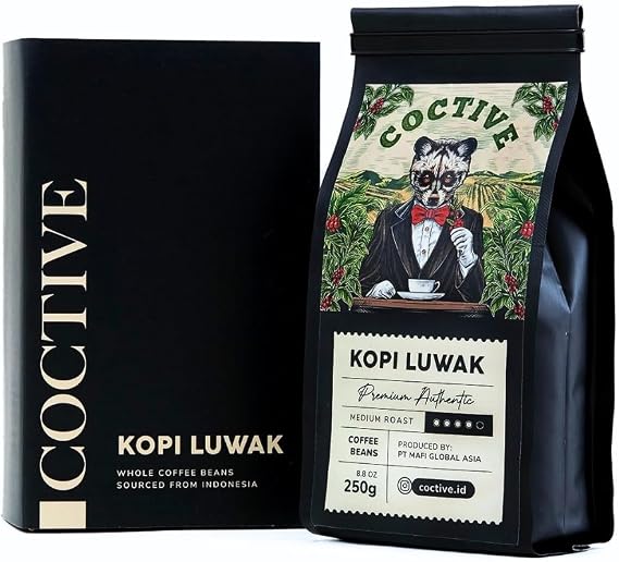 Kopi Luwak Civet Coffee Beans 8.5 oz - World's Most Expensive Coffee, Wild-Harvested, Indonesia - Luxury Gift Set