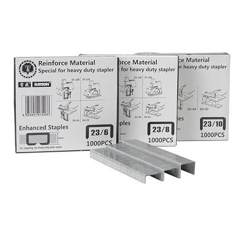 Rayson Heavy Duty Staples, 23/6, 23/8, 23/10 Versatile Multi-Size Pack Enhanced Staples, 3 Boxes of 1000 Staples (3000 Staples)