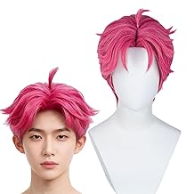 Short Purple Wig for Men Lavender Purple Layered Fluffy Wig, Pop Singers Costume Cosplay Wigs Halloween Accessory Hair (Green)