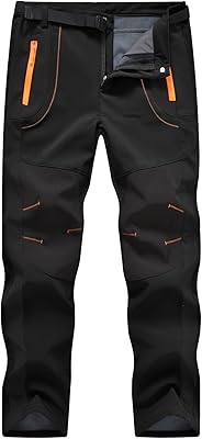 TBMPOY Mens Snow Ski Hiking Pants Waterproof Winter Fleece Lined Pants Camping Skiing Ice Fishing Pants with Belt
