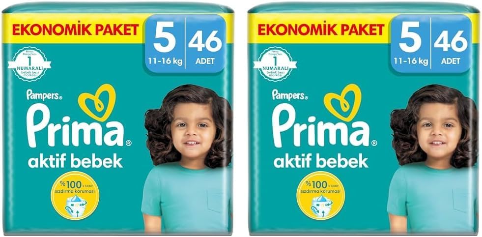 Prima Bebek Bezi Aktif Bebek 5 Beden 46 Adet Junior Fırsat Paketi 2li paket
