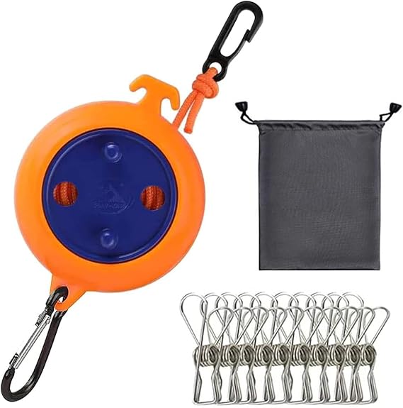Camping Retractable Clothesline,Portable Clothesline,Outdoor Clothesline,Travel Clothesline,32.8ft With Windproof Clothespins,10 Clothespins