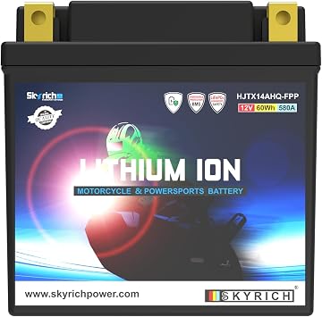 Skyrich HJTX14AHQ-FPP 12V 5Ah Lithium Motorcycle Battery,580CCA,Replaces YTX14AH-BS,YTX14AHL-BS,Fits for Street Motorcycle,ATV,Compatible with Yamaha YFM350 Polaris 330